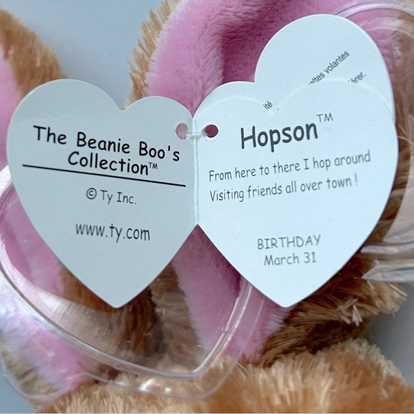 Ty Beanie Boos Buddies Collection RETIRED Hopson the Bunny Rabbit Medium Plush - Picture 4 of 8